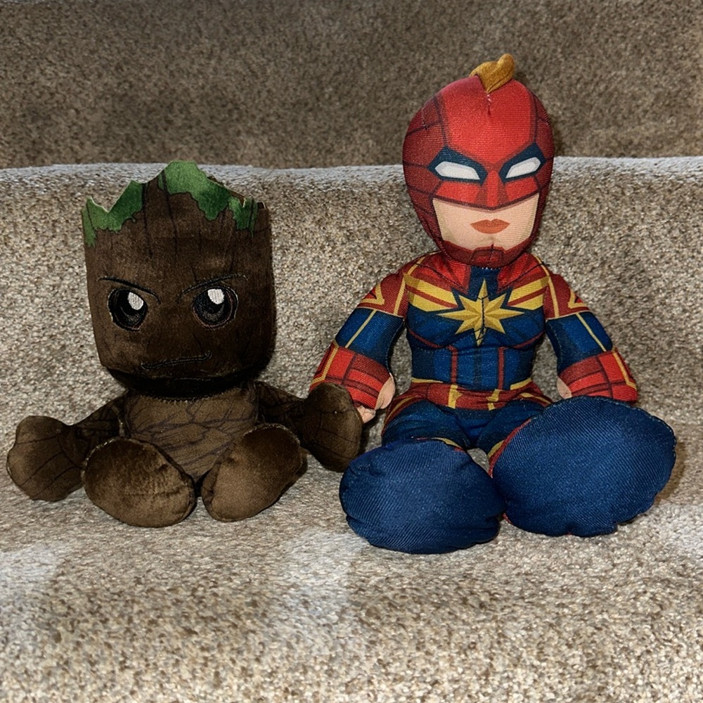 Marvel Stuffed Captain Marvel and Groot Bundle
